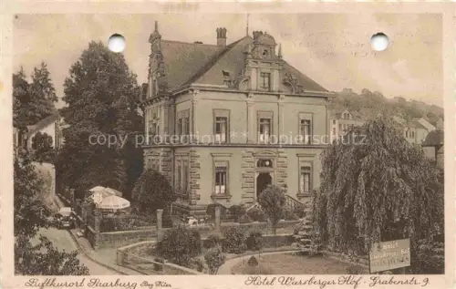 AK / Ansichtskarte Saarburg Saar (ex Bez Trier) Rheinland-Pfalz Hotel-Warsberger-Hof Grabenstrasse Luftkurort Jugendstil Terrasse Sonnenschirm Baeume