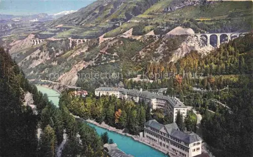 AK / Ansichtskarte Bad Tarasp Vulpera Kurhaus-Tarasp Unter-Engadin Rhaetische-Bahn Inn Viadukt Bergtal Hotel Fluss
