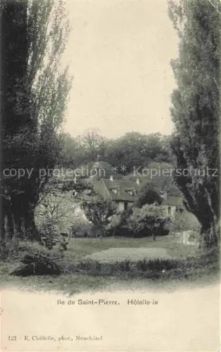 AK / Ansichtskarte Ile-de-Saint-Pierre Ligerz Bielersee BE Île-de-Saint-Pierre Hôtellerie Bielersee Pappeln Garten Rousseau