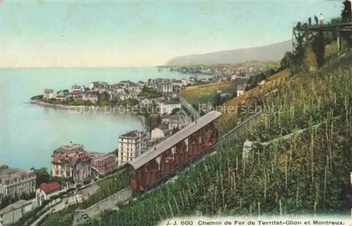 AK / Ansichtskarte MONTREUX  VD Chemin-de-Fer-Territet-Glion Standseilbahn Genfersee Weinberge Stadtansicht Haeuser Seeblick