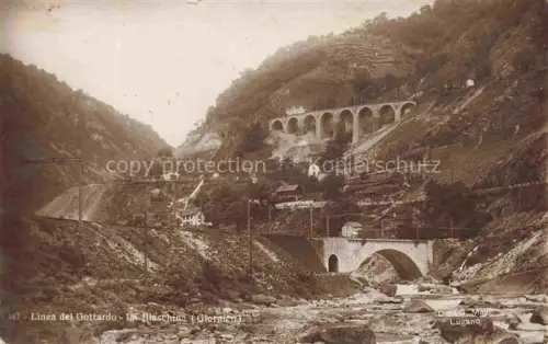 AK / Ansichtskarte La Biaschina Cavagnago Leventina TI Linea-del-Gottardo Biaschina Viadukt Gotthardbahn Leventina Fluss Tunnel Schlucht