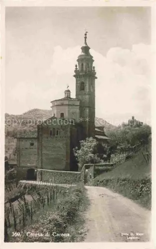 AK / Ansichtskarte Carona Lago di Lugano TI Chiesa Kirchturm Dorfkirche Strasse Weinberge Huegel
