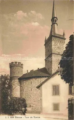 AK / Ansichtskarte Biel Bienne BE Tour-de-Rosius Turm Uhr Mittelalter Wehrturm Kirche