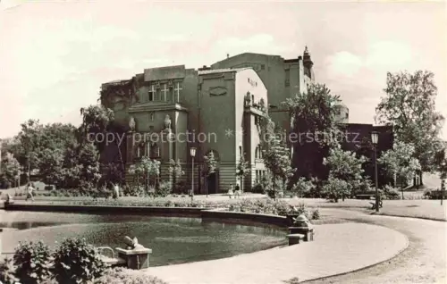 AK / Ansichtskarte COTTBUS Stadttheater Schiller-Museum Teich Park Baeume Jugendstil Laternen