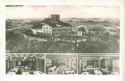 AK / Ansichtskarte Lausche Jonsdorf Goerlitz Sachsen Lausche Berghotel Restaurant Innenansicht Panorama Huegel