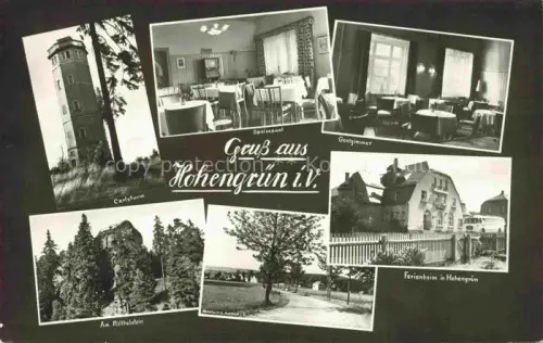 AK / Ansichtskarte Auerbach Vogtland Sachsen Carlsturm Ferienheim Speisesaal Roethelstein Mehrbildkarte Wald Vogtland