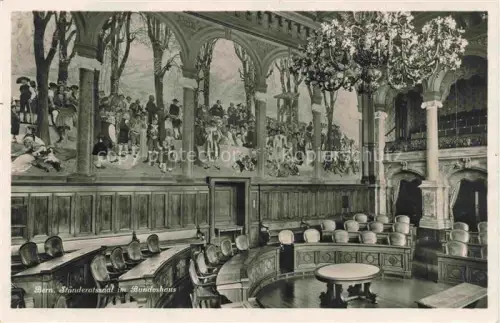 AK / Ansichtskarte BERN BE Bundeshaus Staenderatssaal Palais-fédéral Wandgemaelde Kronleuchter Parlamentsgebaeude Innenraum