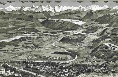 AK / Ansichtskarte BERN BE Panorama Vogelperspektive Thunersee Aare Jungfrau Eiger Moench Stadtansicht