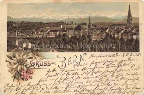 AK / Ansichtskarte BERN BE Gruss-aus Lithographie Panorama Alpen Kirche Edelweiss Altstadt Berge