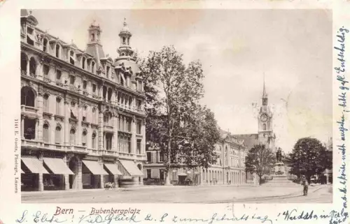 AK / Ansichtskarte BERN BE Bubenbergplatz Geschaeftshaus Kirche Denkmal Baeume Strassenszene