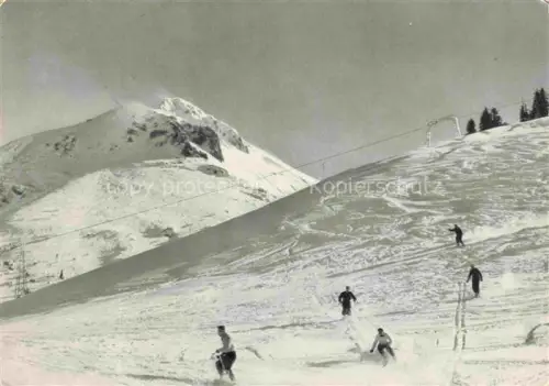 AK / Ansichtskarte Schwefelbergbad Schwarzenburg BE Skilift Skifahrer Gantrischgebiet Ski Schnee Bergpanorama Studer-Reklame
