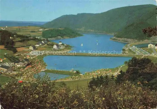 AK / Ansichtskarte Rurberg Simmerath Eifel NRW Rursee Stausee Staumauer Badestrand Segelboote Freibad Eifel