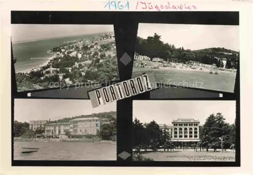 AK / Ansichtskarte Portoroz Portorose Piran Istrien Slovenia Fliegeraufnahme Strand Hotels