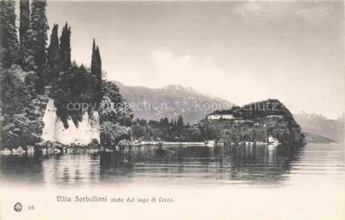AK / Ansichtskarte Lecco Lombardia IT Villa-Serbelloni Lago-di-Lecco Halbinsel Zypressen Berge Ufer