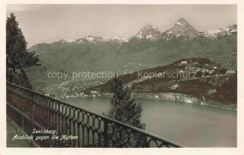 AK / Ansichtskarte Seelisberg UR Mythen Vierwaldstaettersee Aussicht Gelaender Berge Wald