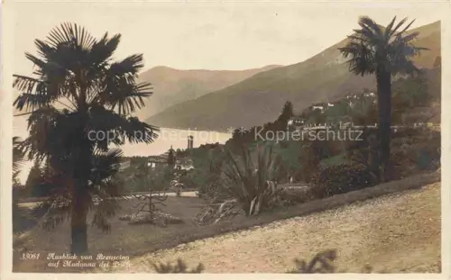AK / Ansichtskarte Brenscino Brissago Lago Maggiore TI Lago-Maggiore Palmen Park See Berge Madonna-del-Ponte Ferienheim Eisenbahner