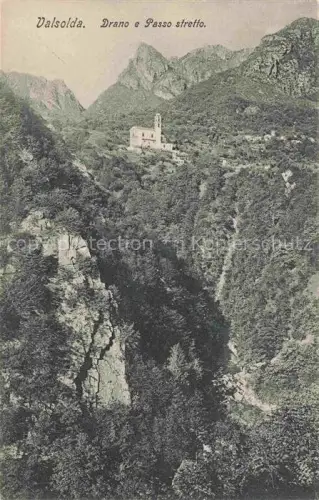 AK / Ansichtskarte Valsolda Val Solda Lago di Lugano Lombardei IT Drano Passo-stretto Schlucht Kirche Felsen Wald Berge