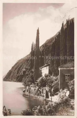 AK / Ansichtskarte Oria  Lago di Lugano TI Lago-di-Lugano Oria Zypressen Seeufer Villa Berge