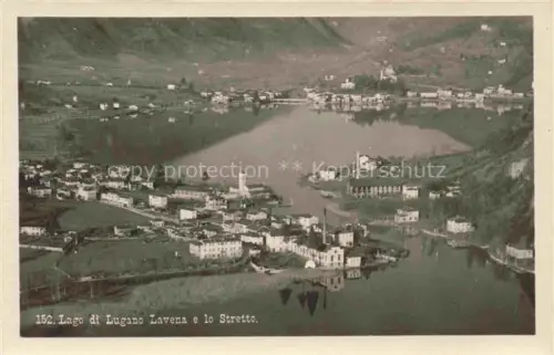 AK / Ansichtskarte Lavena  Ponte Tresa LUGANO TI Lago-di-Lugano Lavena Stretto Fabrik Dorf See Berge Panorama