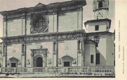 AK / Ansichtskarte LUGANO Lago di Lugano TI Cattedrale-S.-Lorenzo Kathedrale Fassade Rosette Glockenturm Saeulen