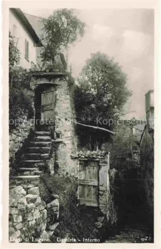 AK / Ansichtskarte Gandria Lago di Lugano TI Lago-di-Lugano Gasse Treppe Steinmauern Holztueren Dorf