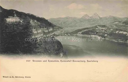 AK / Ansichtskarte Seelisberg UR Vierwaldstaettersee Brunnen Axenstein Kuranstalt-Sonnenberg Felsklippe Bergpanorama