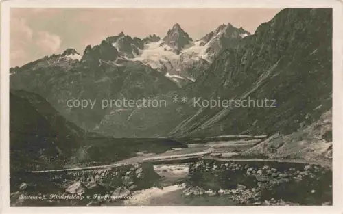 AK / Ansichtskarte Sustenpass 2262m BE Hinterfeldalp Fuenffingerstoecke Bergpanorama Gletscher Bach Steinbruecke Felsen Alpen