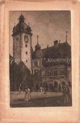 AK / Ansichtskarte LUZERN  LU Kornmarkt altes-Rathaus Rathausturm Uhrturm Passanten historisch Stich