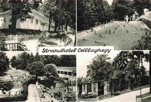 AK / Ansichtskarte Csillaghegyi Budapest HU Strandhotel-Csillaghegy Freibad Schwimmbad Hotel Park Badegaeste S/W-Foto
