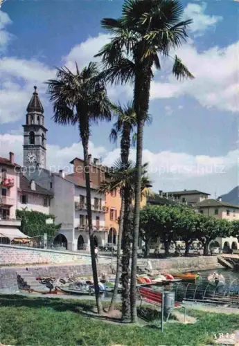 AK / Ansichtskarte Ascona Lago Maggiore TI Lago-Maggiore Kirchturm Palmen Hafen Boote Uferpromenade Seeansicht