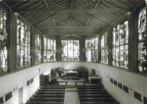 AK / Ansichtskarte Heerbrugg Rheintal SG Bruder-Klausen-Kirche Kircheninneres Buntglasfenster Altar Kanzel Holzdecke