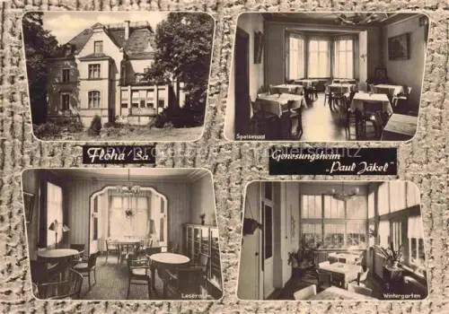 AK / Ansichtskarte Floeha Genesungsheim Paul-Jaekel Speisesaal Leseraum Wintergarten Villa