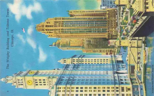AK / Ansichtskarte CHICAGO  Illinois USA Wrigley-Building Tribune-Tower Michigan-Avenue-Bridge Chicago-River Hochhaeuser Bruecke Skyline