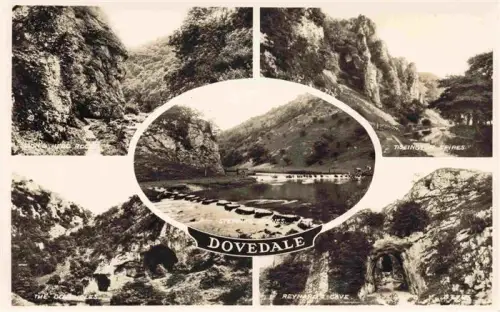 AK / Ansichtskarte Dovedale & Parwich Derbyshire Dales UK Lion s-Head-Rocks Tissington-Spires Stepping-Stones Dove-Holes Reynard s-Cave Fluss Felsen Hoehlen