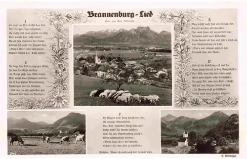 AK / Ansichtskarte Brannenburg Rosenheim Bayern Panorama Inntal Kirche Schafe Weide Berge Alpen