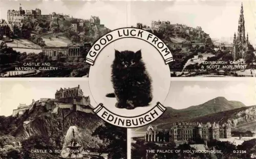 AK / Ansichtskarte EDINBURGH  SCOTLAND UK Castle National-Gallery Scott-Monument Ross-Fountain Palace-of-Holyroodhouse Schwarze-Katze Mehrbildkarte