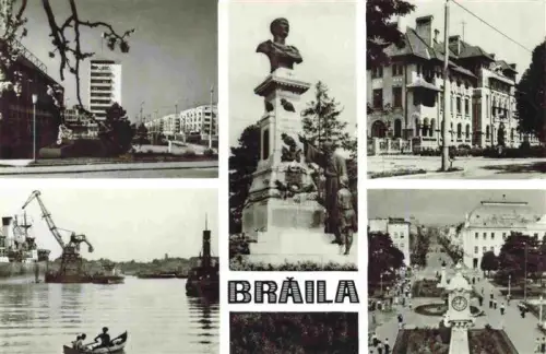 AK / Ansichtskarte Braila RO Hochhaeuser Denkmal Hafen Kran Boulevard Uhrturm Mehrbildkarte Donauhafen
