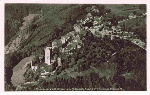 AK / Ansichtskarte Zavelstein Schwarzwald Burg Kleinstadt Vogelschau Wald Ruine Wohnhaeuser