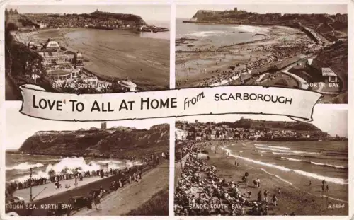 AK / Ansichtskarte Scarborough  Yorkshire UK South-Bay North-Bay Spa Strand Seebad Wellen Strandbesucher Yorkshire