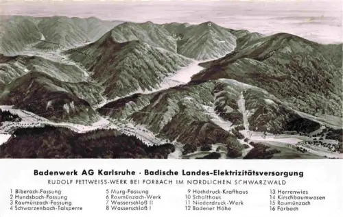 AK / Ansichtskarte Forbach Baden BW Badenwerk Schwarzwald Wasserkraftwerk Rudolf-Fettweiss-Werk Schwarzenbach-Talsperre Murgtal Panoramakarte