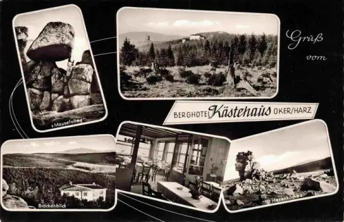 AK / Ansichtskarte Kaestehaus 610m Oker Harz Berghotel-Kaestehaus Mausefalle Hexenkueche Brockenblick Felsformationen Harz Restaurant Mehrbildkarte