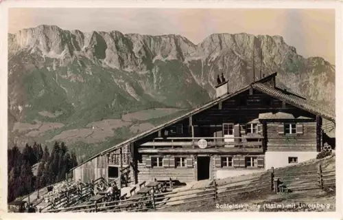 AK / Ansichtskarte Rossfeldhuette 1538m Berchtesgaden Rossfeldhuette Untersberg Berchtesgadener-Alpen Almhuette Berge Wald