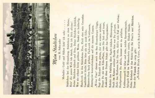 AK / Ansichtskarte Stadtprozelten Henneburg Ruine Main Stadtprozelten Fluss Fachwerk Gedicht