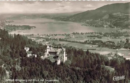 AK / Ansichtskarte Schloss Ringberg Luftaufnahme Schloss-Ringberg Tegernsee See Wald Berge Agfa-Originalfoto
