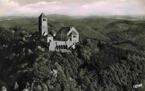 AK / Ansichtskarte WEINHEIM  Bergstrasse BW Wachenburg Kirche Wald Bergstrasse Fliegeraufnahme Huegel