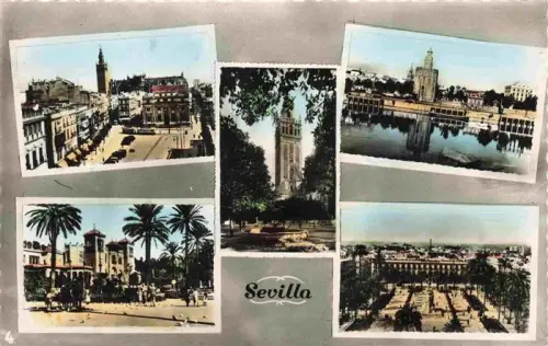 AK / Ansichtskarte SEVILLA Andalucia ES Giralda Torre-del-Oro Plaza-de-España Parque-Maria-Luisa Palmen Mehrbildkarte