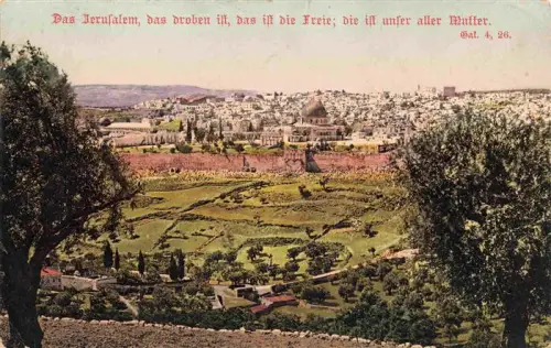 AK / Ansichtskarte Jerusalem  Yerushalayim Israel Felsendom Stadtmauer Panorama oelberg Gaerten Kuppel Altstadt Tal