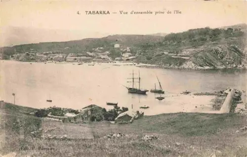 AK / Ansichtskarte Tabarka Tabarca Tunesie Vue-d ensemble-prise-de-l Ile Hafen Bucht Segelschiff Kuestenpanorama