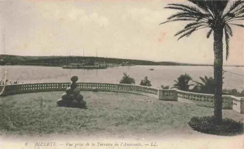 AK / Ansichtskarte BIZERTE Tunesie Terrasse-de-l Amiraute Hafen Bucht Palme Kanonen Meer