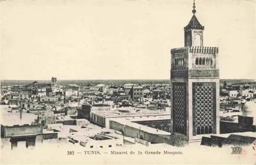 AK / Ansichtskarte TUNIS Tunesie Minaret-de-la-Grande-Mosquee Moschee Minarett Altstadt Daecher Panorama